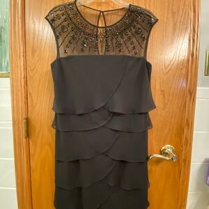 Midi black tiered party dress